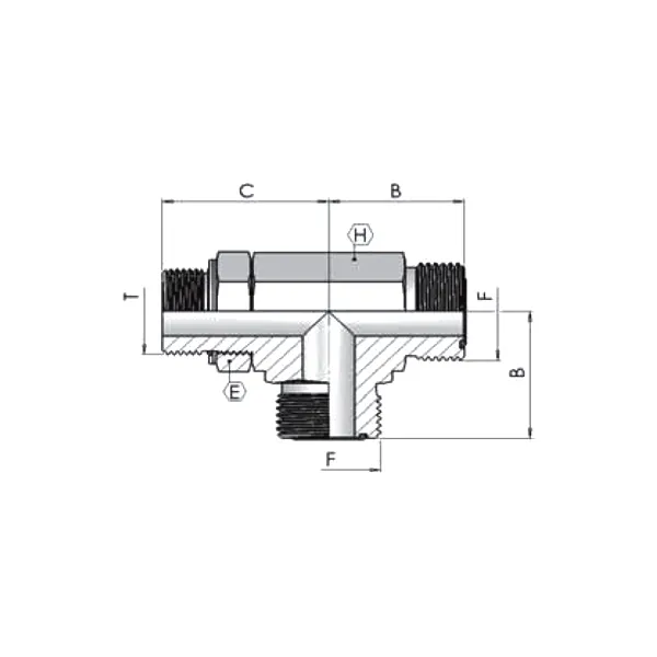 Адаптер (тр) ORFS 9/16" -ORFS 9/16" - BSP 1/4" ш-ш-ш.г
