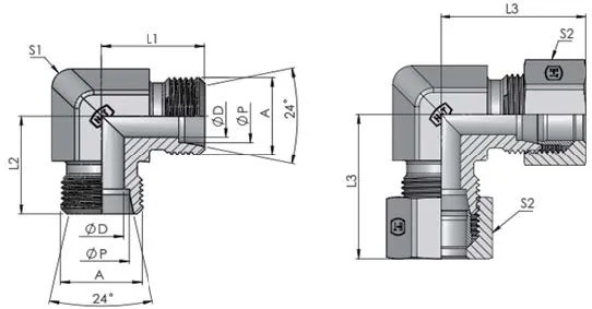 Угловое соединение W-42L корпус (52x2) 