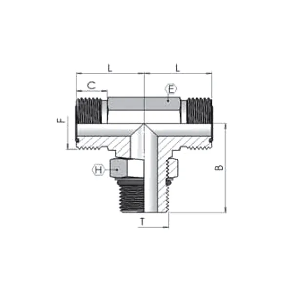 Адаптер (тр) ORFS 9/16" - UNF 7/16"-ORFS 9/16"ш-ш.г-ш