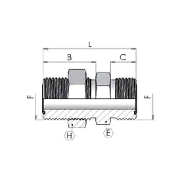 Адаптер (пр) ORFS 9/16"- ORFS 9/16" ш-ш соед.через переборку 