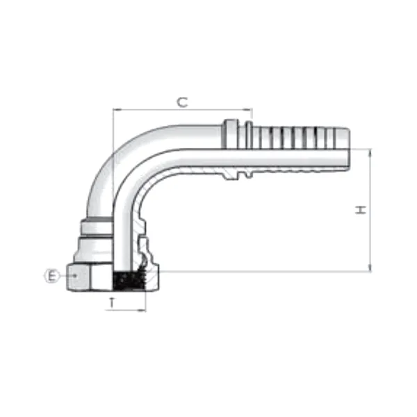 Фитинг BSP Dу -08мм (3/8") 90 