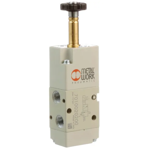 Распределитель серия 70, схема 3/2, резьба 3/8, нормально-закрытый, механический возврат