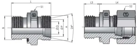Соединение трубное (пр) GE-G/ED 06L (12x1.5)- G1/4" ш-ш.к. нерж сталь