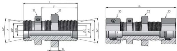 Соединение через переборку прямое 12S (20x1.5) корпус нерж сталь