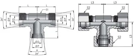 Тройник для труб одного сечения T 10L (16x1,5) нерж сталь