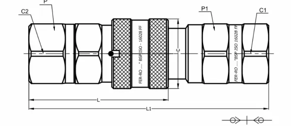 БРС шток 3/4" Flat Face (резьба G1") 330 бар FERRO