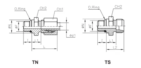 Соединение трубное (пр) GE-UNF 10L (16x1,5)- UNF7/16" ш-ш.к. 