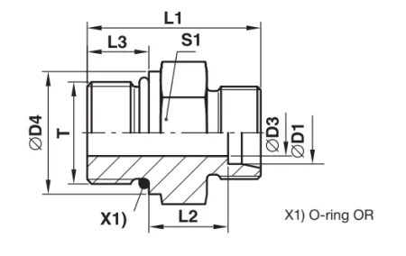 Соединение трубное (пр) GE-UNF 22L(30x2)- UNF7/8" ш-ш.к. корпус GE22L7/8UNFOMDCF