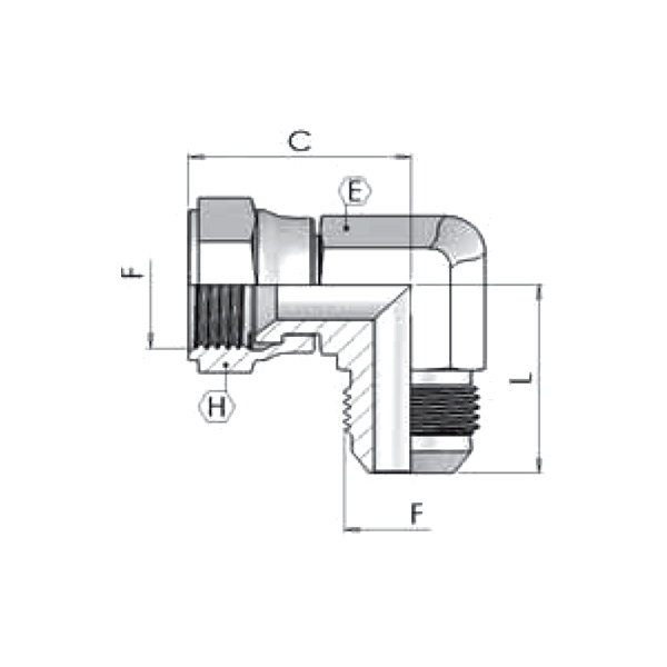 Адаптер (90) JIC 9/16" ш-г 
