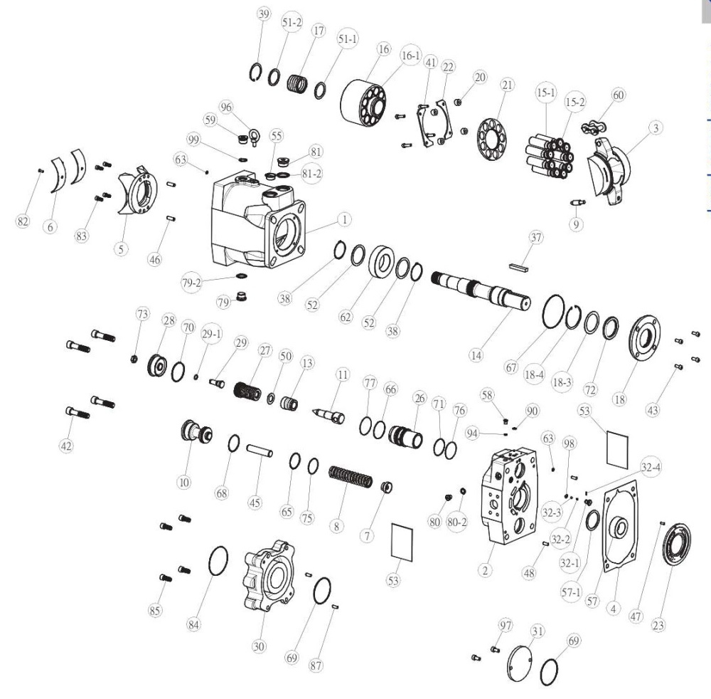 Ремкомплект втулок верхней крышки PV no.3